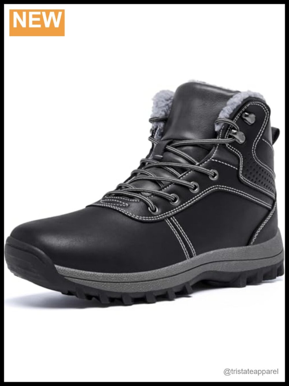 Mens Winter Snow Boots Warm Faux Fur Lined Water-Resistant Big Size